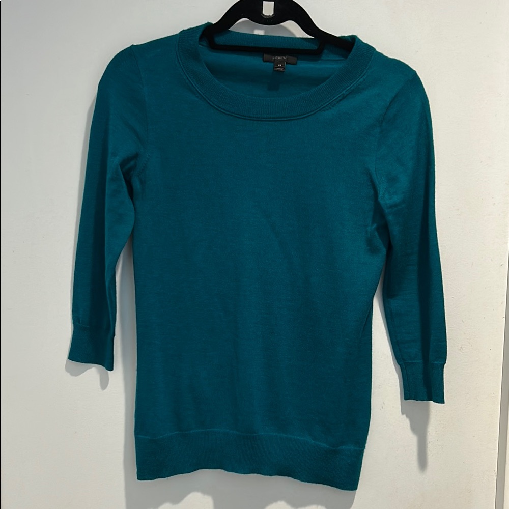 Teal 3/4 Sleeve Sweater from J. Crew. Marino wool